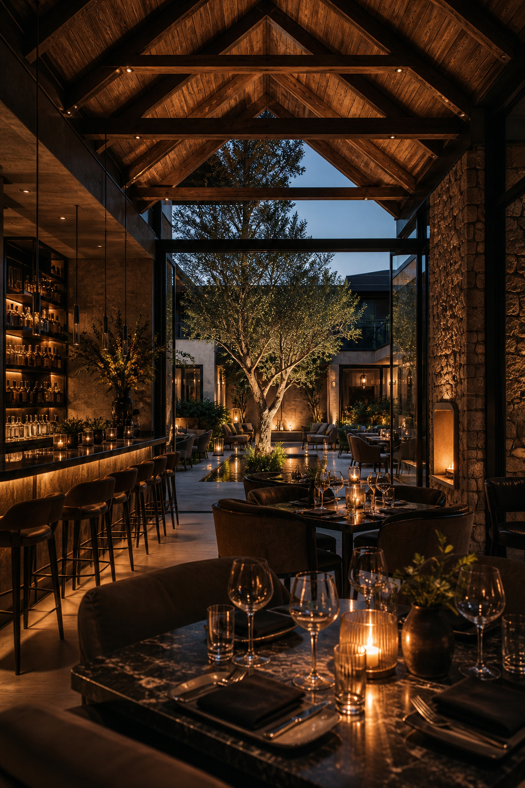 Gazic Group boutique hotel lobby Design with biophilic luxury hospitality interiors